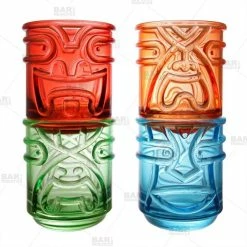 Promo ❤️ Bars Colored Tiki Stacking Tumblers (12oz) - Set Of 4 🧨