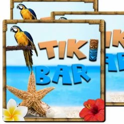 Buy 🥰 Bars 3.5in Foam Square Coaster - Tiki Beach Theme 🧨 -BARS Shop 3.5inSquareFoam TikiBeachDesign2 800x