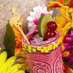 Discount 😀 Bars BarConic® Wooden Flamingo Swizzle Sticks - 100 Pack 🌟 -BARS Shop Barconic Bamboo Flamingo Swizzle Stick scene2 800x