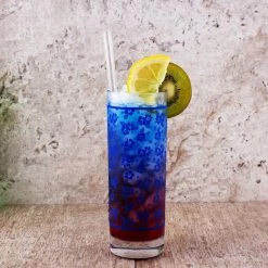 Promo 🤩 Bars BarConic® Blue Hibiscus Pattern Highball Glass - 9.5 Oz 😉 -BARS Shop Barconic blue hibiscus pattern scene1 800x