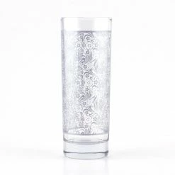 Hot Sale 🔔 Bars BarConic® Silver Floral Pattern Highball Glass - 9.5 Oz 😉