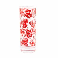 Flash Sale 💯 Bars BarConic® Red Hibiscus Pattern Highball Glass - 9.5 Oz ⭐