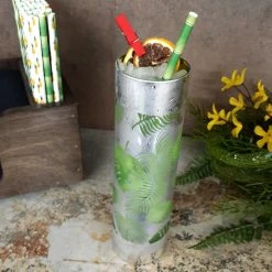 Best Sale 😍 Bars Tom Collins Glass - Tropical Leaves - 16 Ounce 😉 -BARS Shop GW TRTC 16 Rollover 2 800x