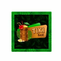 Outlet 👏 Bars Foam Coasters - Tiki Themed - 3.5 Inch Square 🎁 -BARS Shop TikiFoamCoaster Green 800x