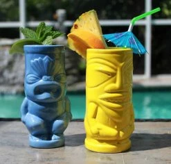 New 💯 Bars BarConic® Tiki Mug – Yellow 12 Ounces ⭐ -BARS Shop blue yellow tiki butt mugs pool 1 800x
