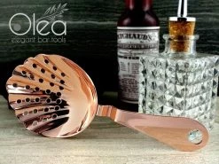 Budget ⭐ Bars Olea™ Shell Julep Cocktail Strainer (Copper Plated) 😀 -BARS Shop copper plated shell strainer olea bpc 1 800x