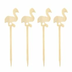 Hot Sale 👏 Bars BarConic® Wooden Flamingo Cocktail Picks - 100 Pack 🛒