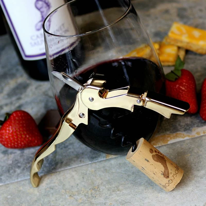 Hot Sale ⭐ Bars Gold Plated Double Lever Corkscrew ❤️ 4 Hot Sale ⭐ Bars Gold Plated Double Lever Corkscrew ❤️ - Image 2
