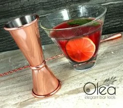 Buy 😀 Bars Olea™ Copper Plated Japanese Tall Jigger - (1 1/2oz X 1oz) ⭐ -BARS Shop jigger tall copper plated 15x1 5 800x