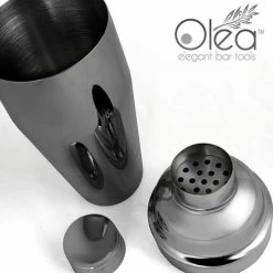 Flash Sale 🎉 Bars Olea™ Gunmetal Plated 3-Piece Cocktail Shaker Deluxe - 24 Ounce ⭐ -BARS Shop olea 3 piece black shaker bpc 4 800x