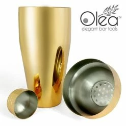 Hot Sale ❤️ Bars Olea™ Gold Plated 3-Piece Cocktail Shaker Deluxe - 24 Ounce ✔️ -BARS Shop olea 3 piece gold shaker bpc 3 800x