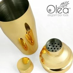 Hot Sale ❤️ Bars Olea™ Gold Plated 3-Piece Cocktail Shaker Deluxe - 24 Ounce ✔️ -BARS Shop olea 3 piece gold shaker bpc 4 800x