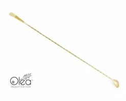 Budget 😀 Bars Olea™ Bar Spoon - Gold Plated With Bent Tip (50cm) 🤩 -BARS Shop olea gold bar spoon bent tip 7 800x