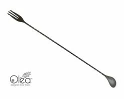 Cheapest 🛒 Bars Olea™ Bar Spoon - Gunmetal Plated With Trident Fork Tip (40cm) 🧨 -BARS Shop olea gunmetal bar spoon fork tip 40 7 800x