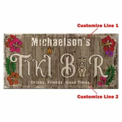 Discount ❤️ Bars CUSTOMIZABLE Large Plank Sign - 11 3/4" X 23 3/4" - Tiki - Multiple Color Options 👍 -BARS Shop sign wood 11x23 tiki white bg customize line 1 2 1000x1000 800x