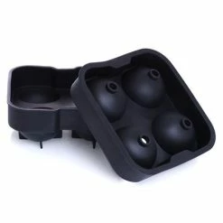 Cheapest 💯 Bars BarConic™ Silicone 4 Sphere Ice Mold - Black 😍 -BARS Shop silicone 4 ice ball molds 800x