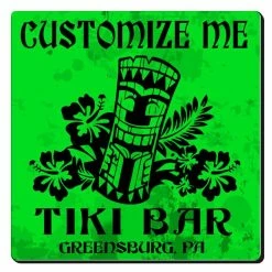 Brand new 🔥 Bars CUSTOMIZABLE Coaster -Tiki Design - 3.5in Square Foam 💯 -BARS Shop square foam coaster grn tiki web1 800x