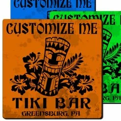 Brand new 🔥 Bars CUSTOMIZABLE Coaster -Tiki Design - 3.5in Square Foam 💯