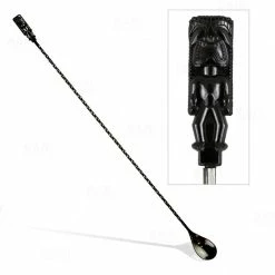 Hot Sale 🛒 Bars Bar Spoon - Tiki Butt Ku - Gun Metal Plated - 40cm 🌟