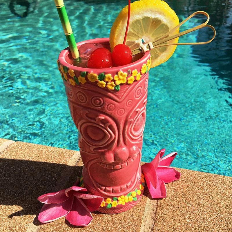 Budget 👍 Bars BarConic® Flower Goddess Tiki Drinkware - Pink - 12oz 🤩 4 Budget 👍 Bars BarConic® Flower Goddess Tiki Drinkware - Pink - 12oz 🤩 - Image 2
