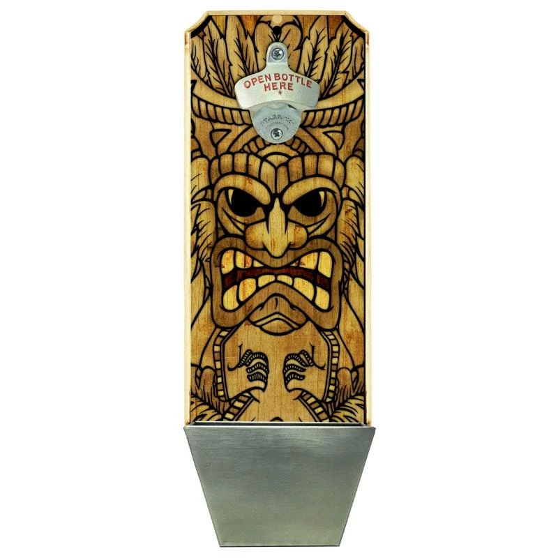 New 🌟 Bars Tiki Man Wall Mount Bottle Opener With Cap Catcher 🧨 3 New 🌟 Bars Tiki Man Wall Mount Bottle Opener With Cap Catcher 🧨