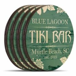 Best Pirce 🎉 Bars Customizable Wooden Coasters - Tiki Theme - Round - Set Of 4 👍