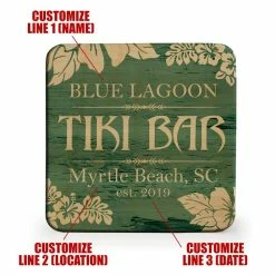 Buy 🤩 Bars Customizable Wooden Square Coasters - Tiki Theme - Set Of 4 🌟 -BARS Shop wood coasters tiki web 1 800x