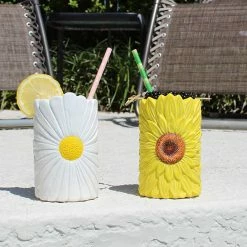 Hot Sale 👍 Bars BarConic® Tiki Daisy - 12 Ounce 😉 -BARS Shop yellow sunflower tiki mug bs roll2 1 800x